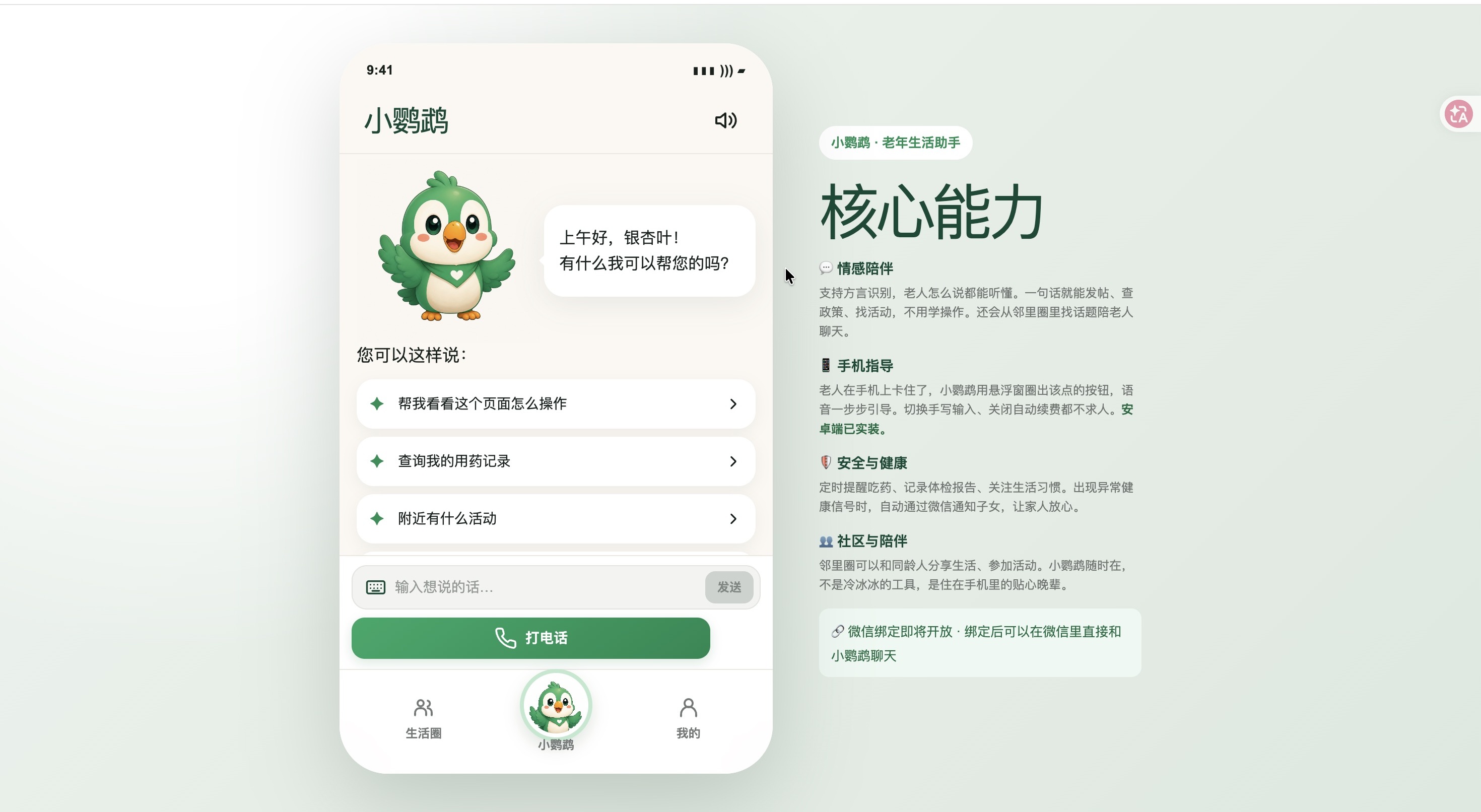 小鹦鹉 产品界面